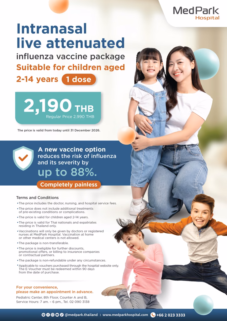 Intranasal live attenuated influenza vaccine package for children (1 dose) - แพ็กเกจวัคซีนป้องกันไข้หวัดใหญ่ แบบพ่นจมูก สำหรับเด็ก (1 โดส) 3