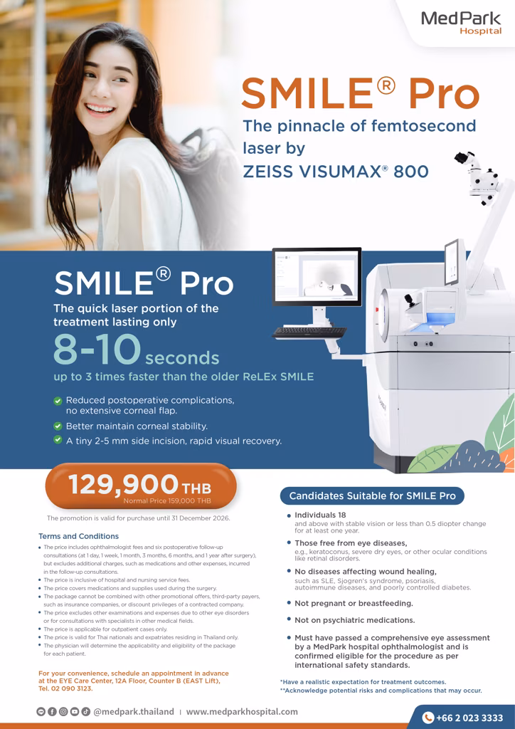 SMILE Pro Vision Correction Package - แพ็กเกจรักษาภาวะสายตาผิดปกติด้วย SMILE Pro 4